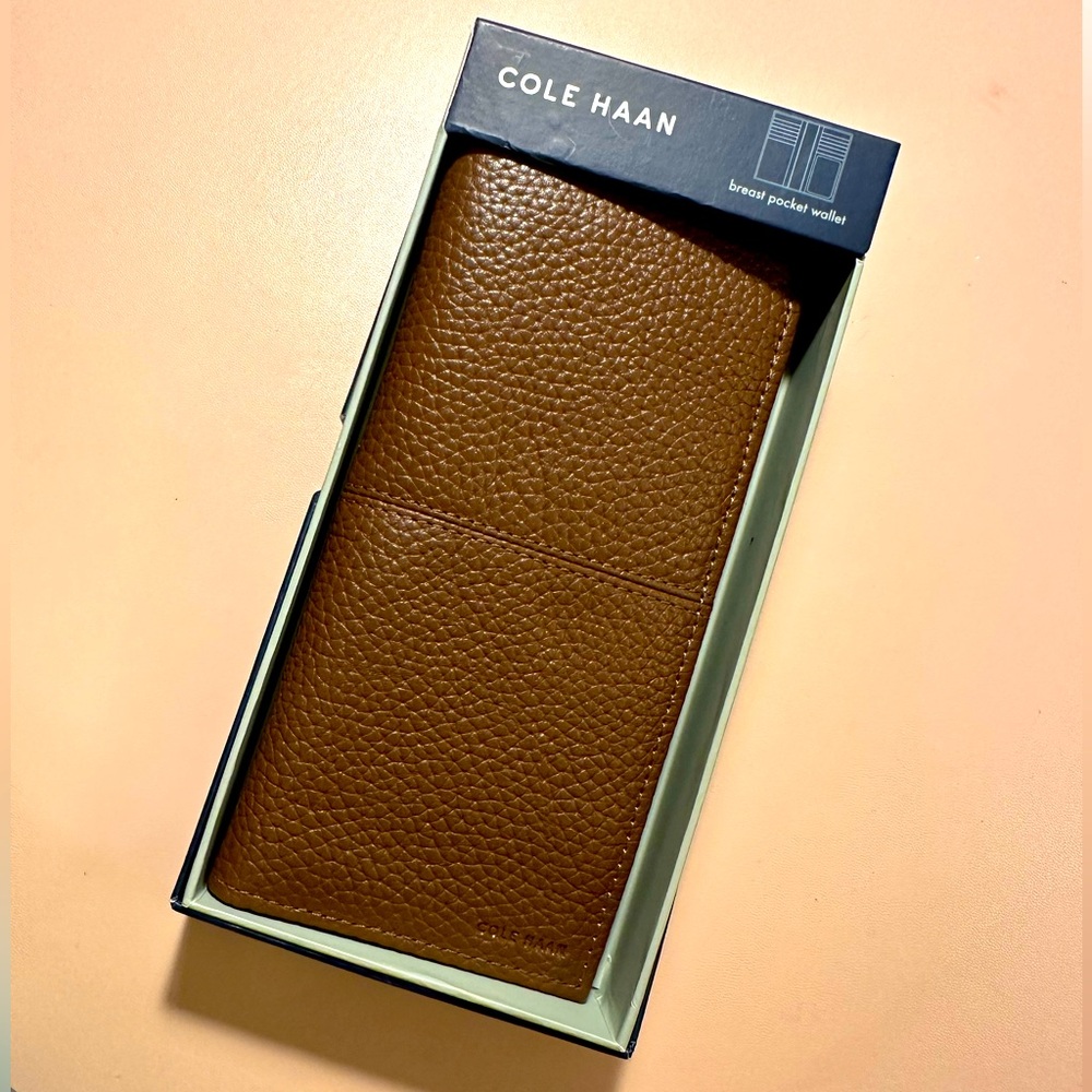 Cole Haan Breast Pocket Leather Wallet in Chocolate